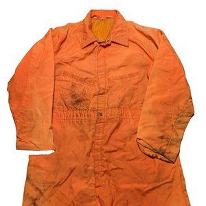 Vintage Key Imperial Mens Safety Orange Insulated Hunting Coveralls Size 2XL USA